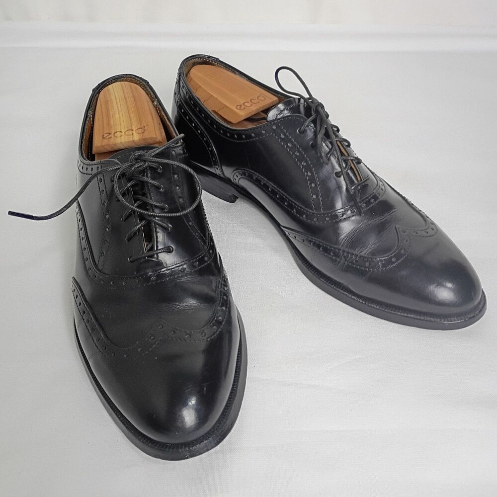 Vintage Cole Haan Leather Wingtips Dress Shoes Size 8.5D Black